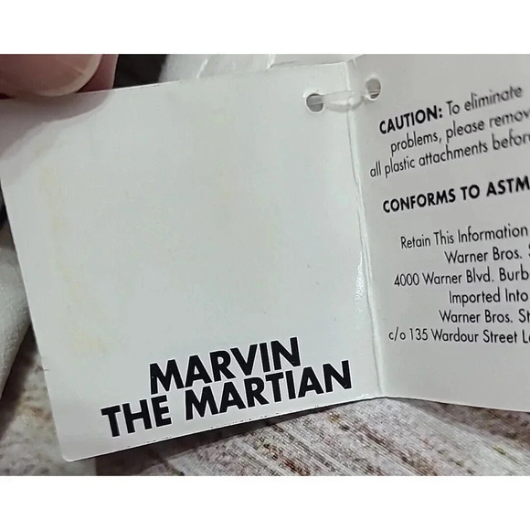 Warner Bros Plush Marvin The Martian Stuffed Animal Beanbag Toy Green Red 10.5" - Picture 5 of 6